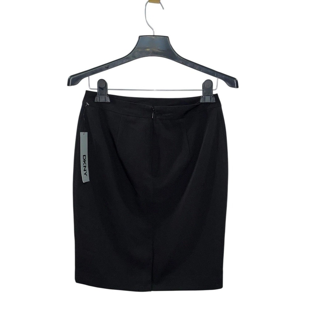 NWT DKNY Classic Black Mini Pencil Skirt Sz 0 Stretch Career Lined Zip Pockets